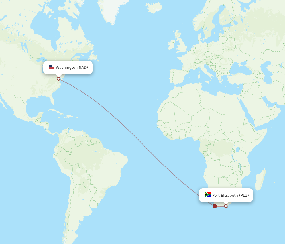 IAD-PLZ flight routes