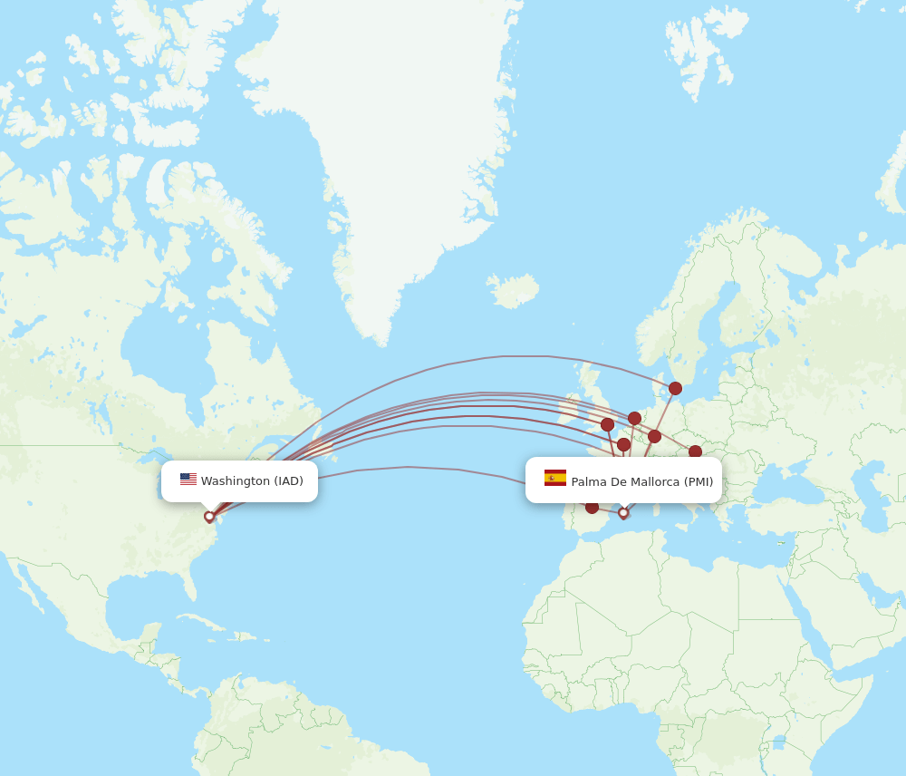 IAD-PMI flight routes