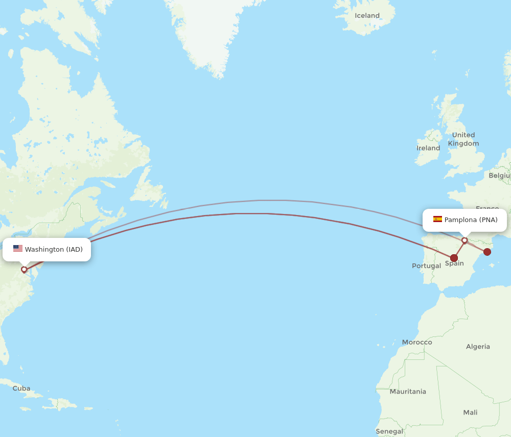 IAD-PNA flight routes