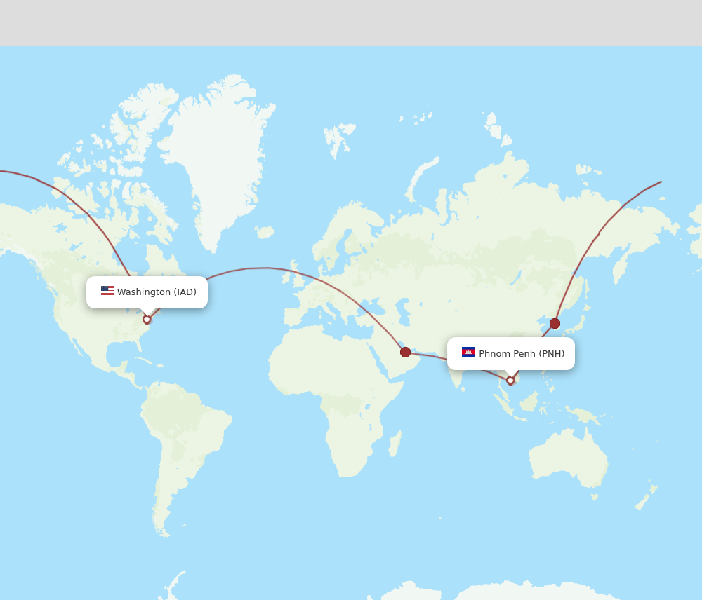 IAD-PNH flight routes