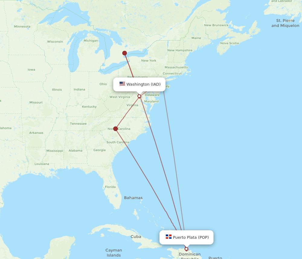 IAD-POP flight routes