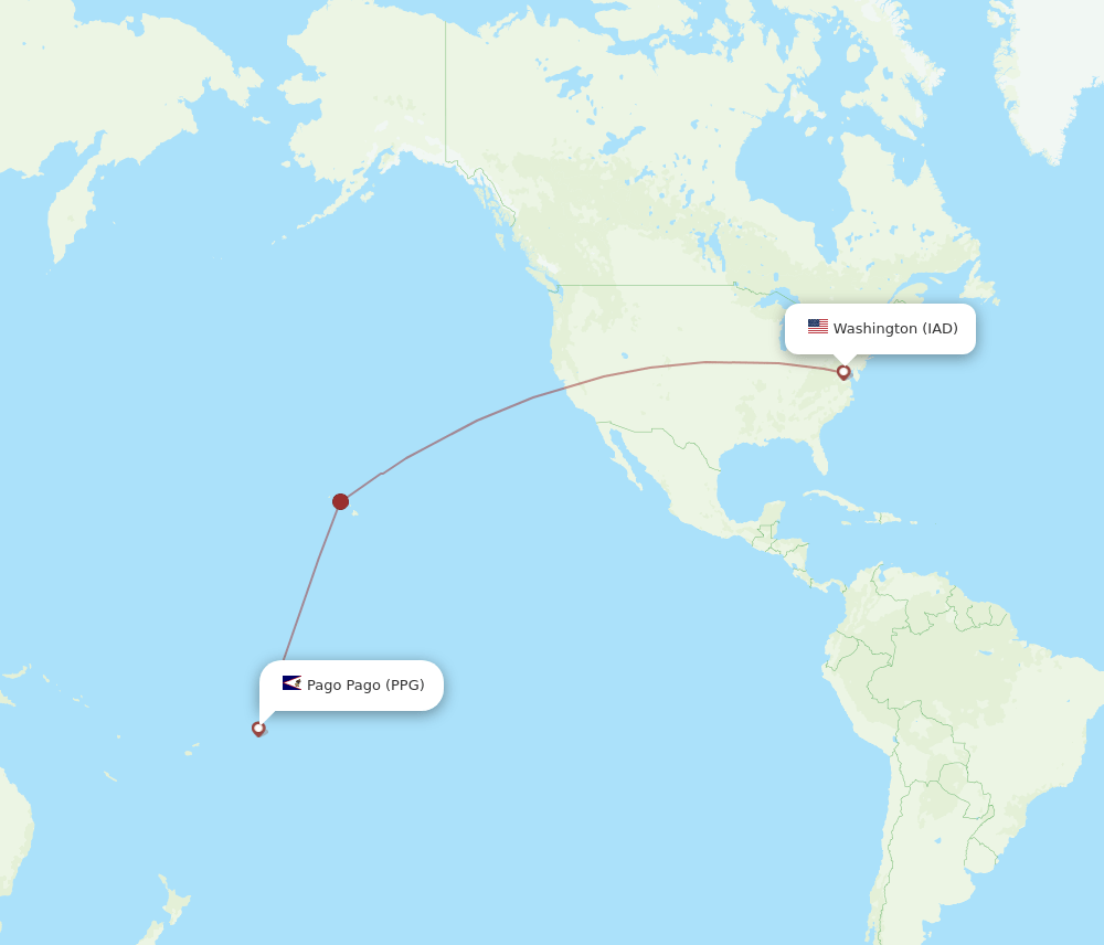 IAD to PPG flights and routes map