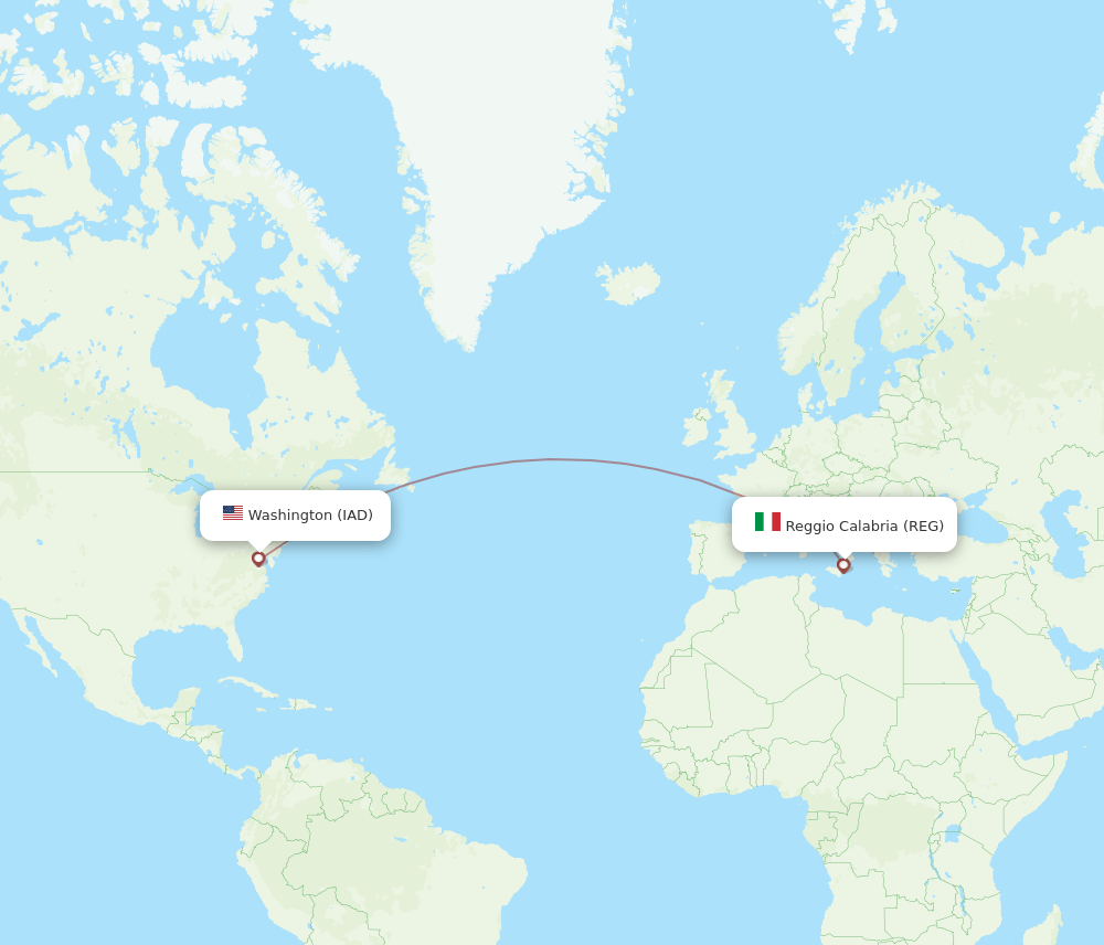 IAD to REG flights and routes map