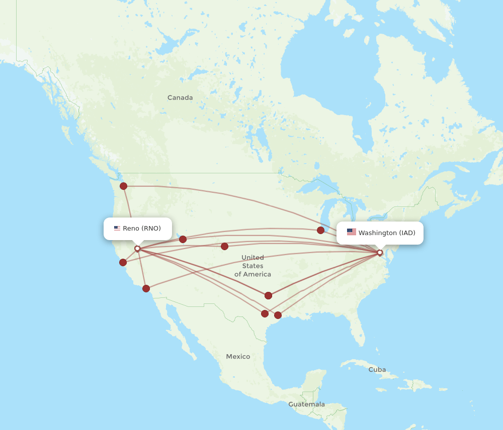 IAD-RNO flight routes