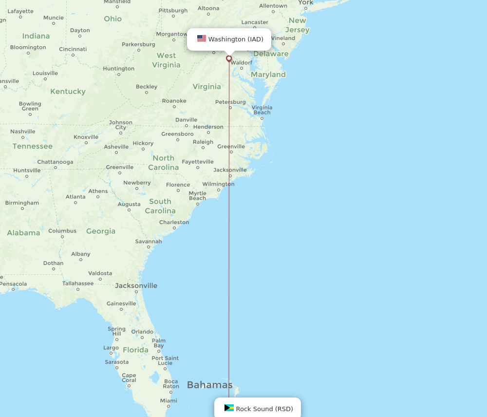 IAD-RSD flight routes