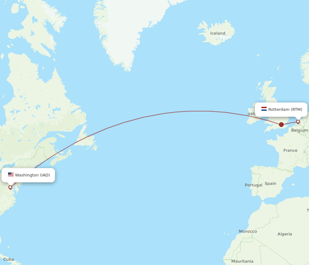 IAD-RTM flight routes
