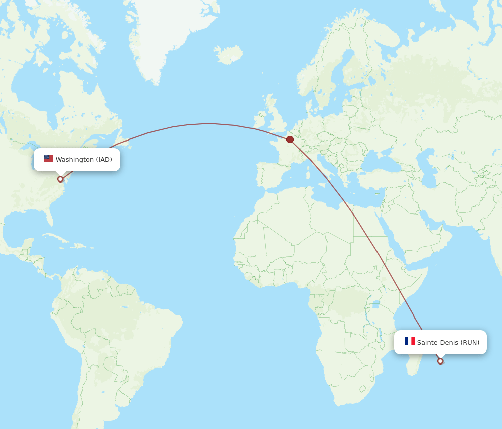 IAD-RUN flight routes
