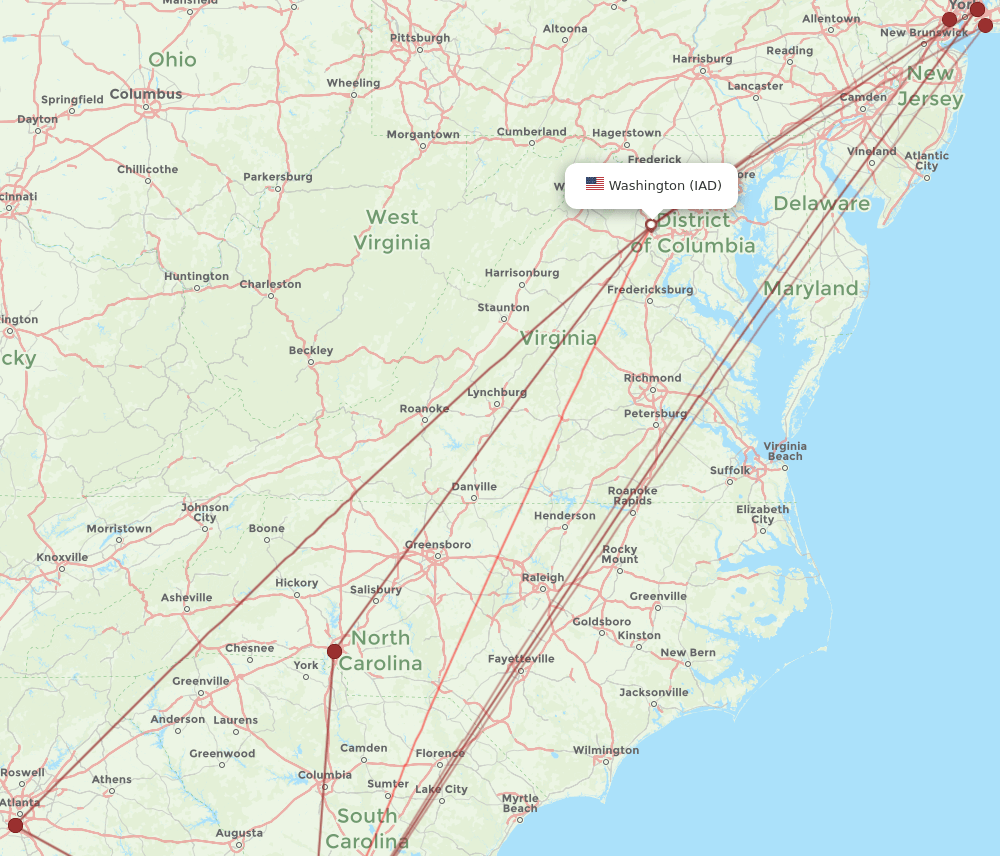 IAD-SAV flight routes