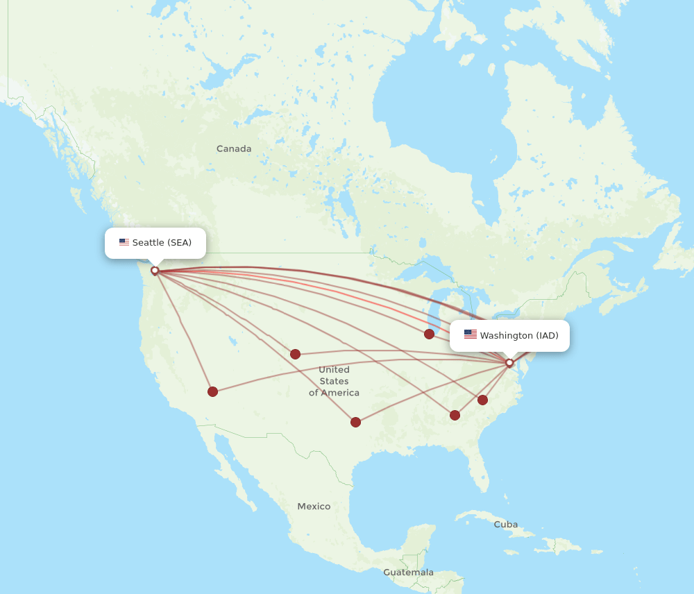 IAD-SEA flight routes