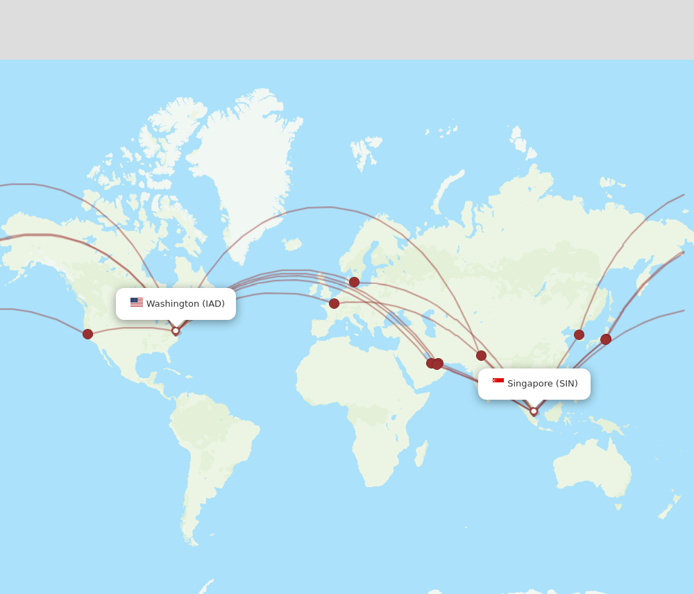 IAD to SIN flights and routes map