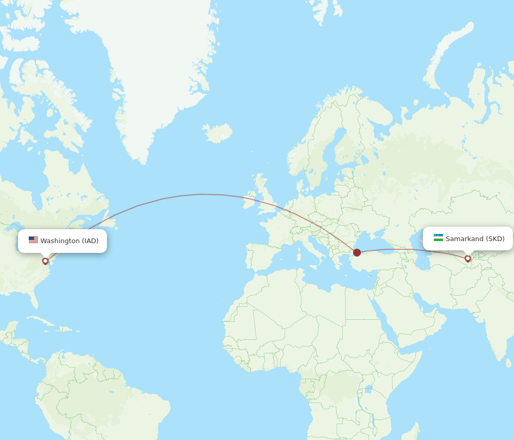 IAD-SKD flight routes
