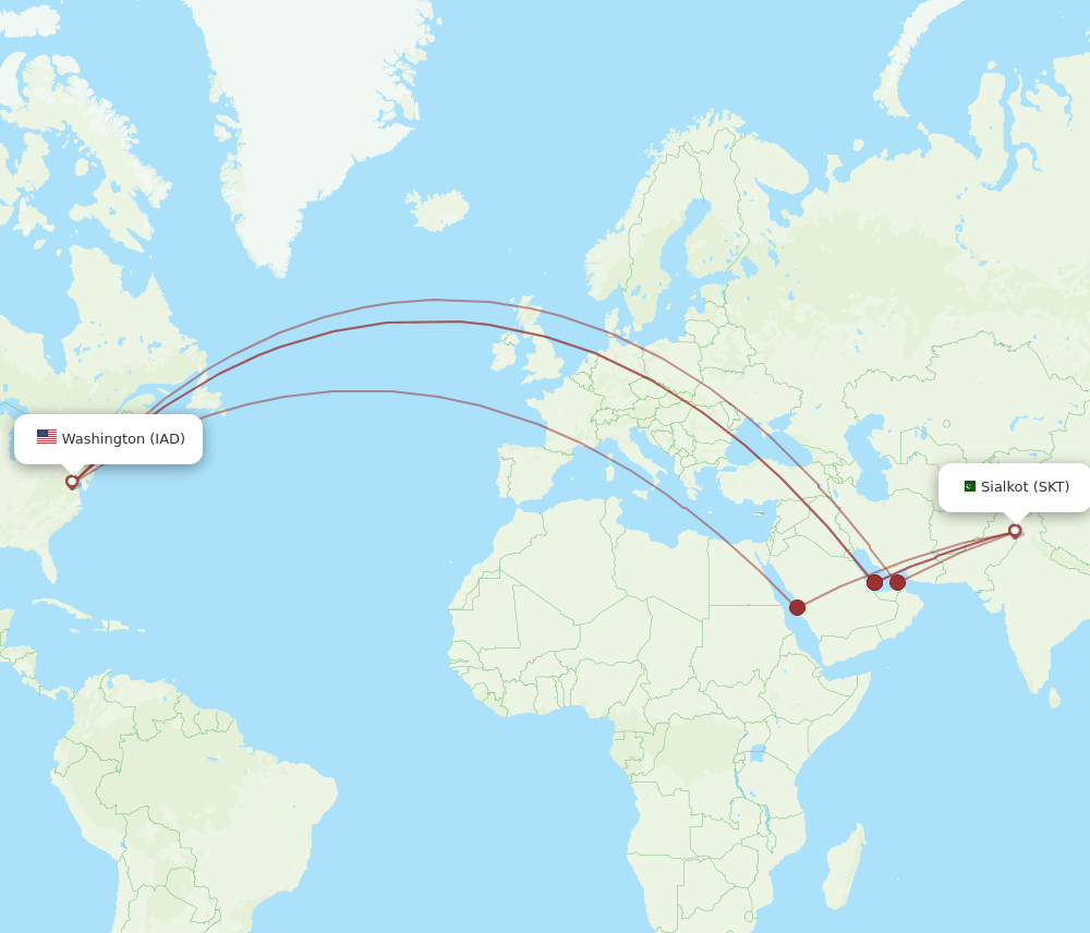 IAD-SKT flight routes