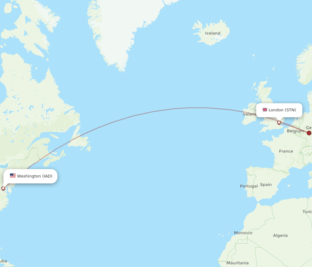 London - Dulles route map and flight paths