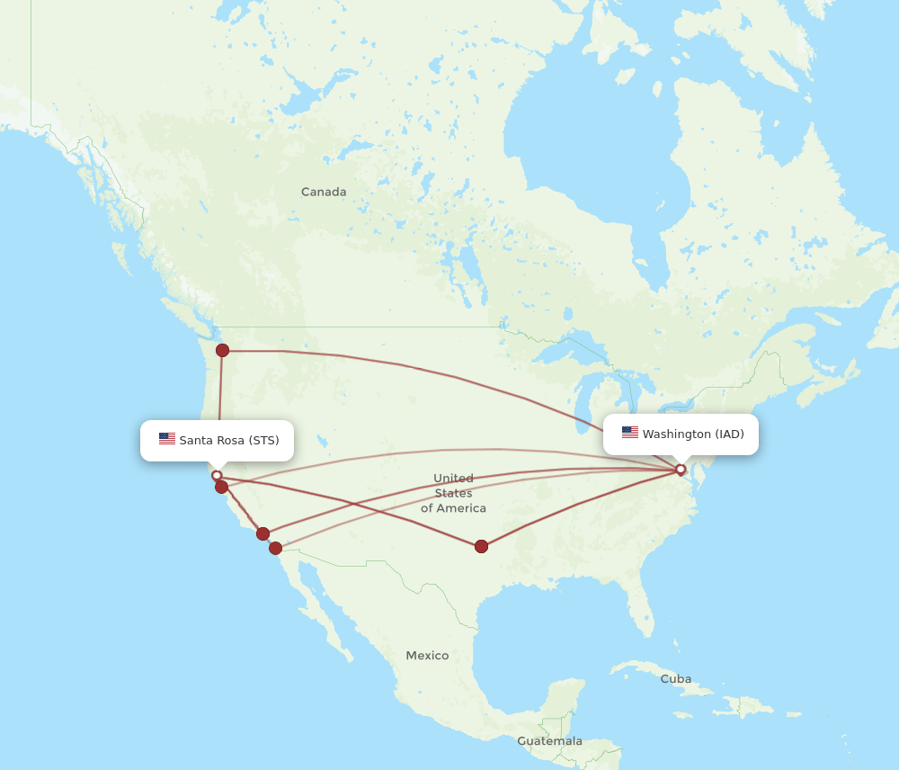 IAD-STS flight routes