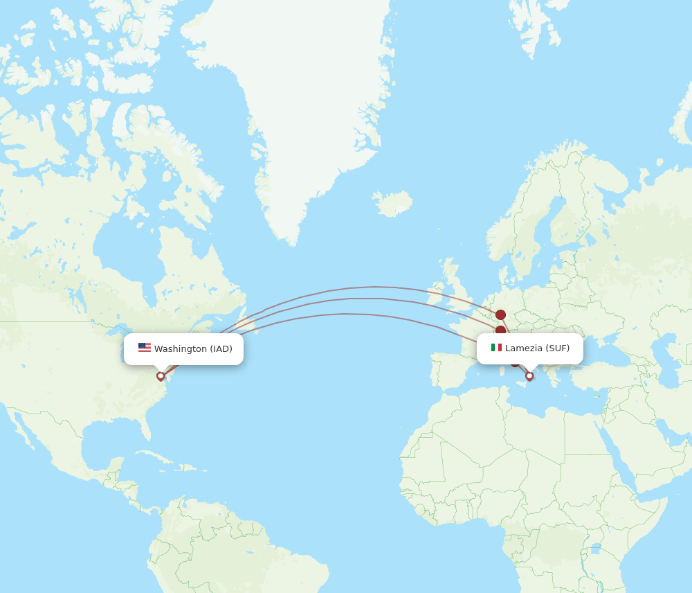 IAD-SUF flight routes