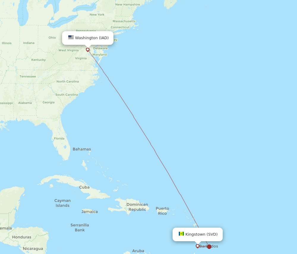 IAD to SVD flights and routes map