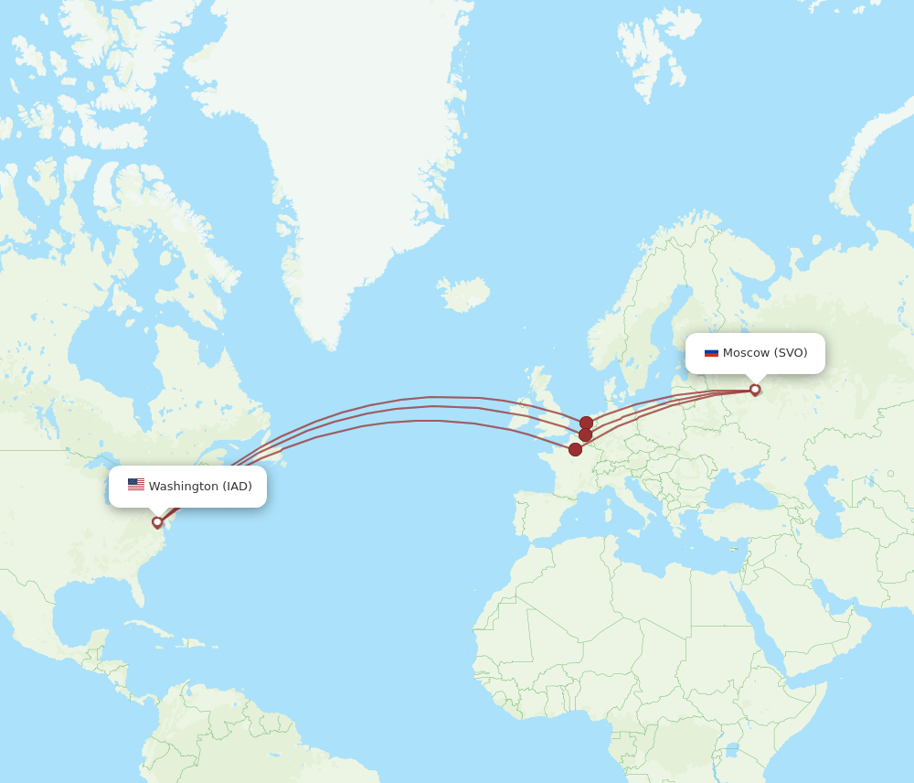 IAD-SVO flight routes