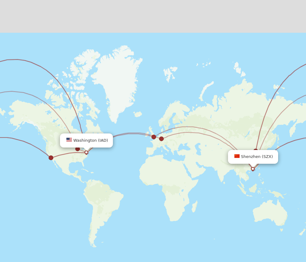 IAD-SZX flight routes
