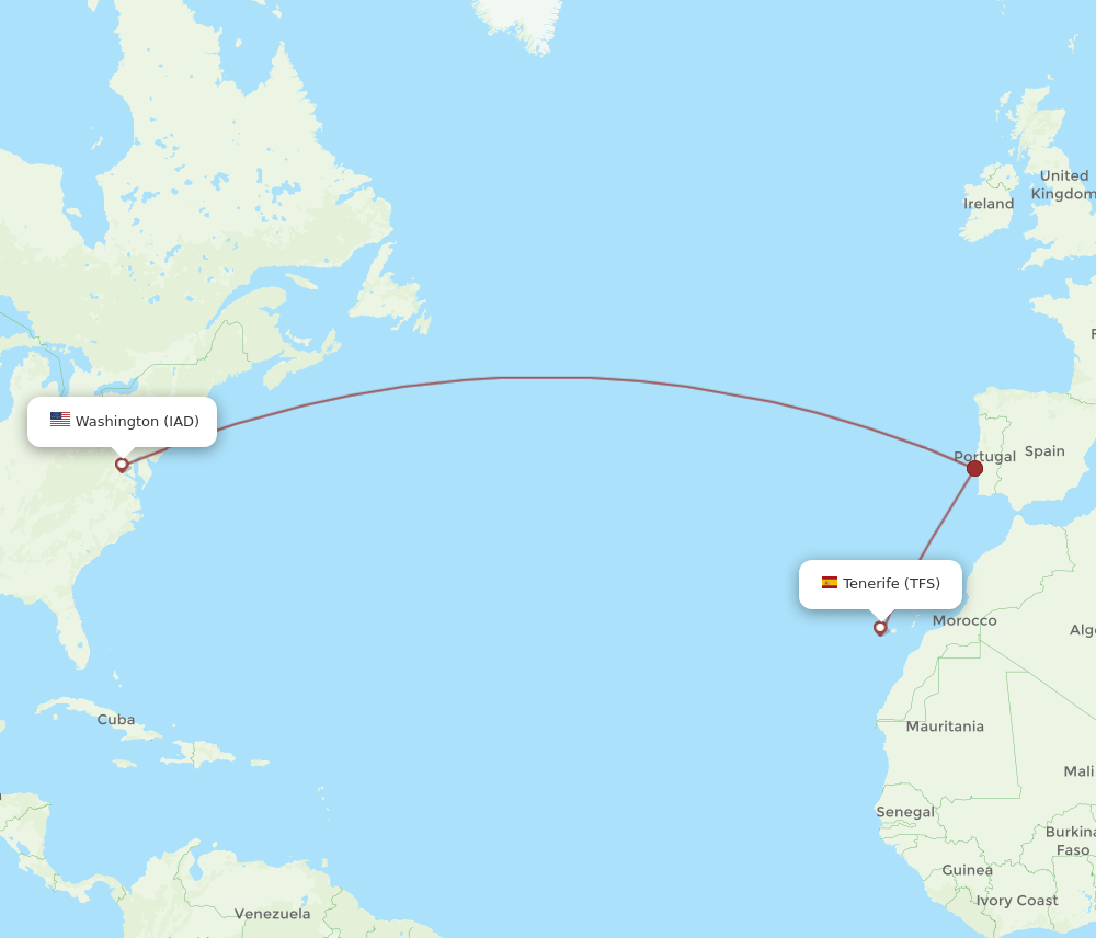 IAD-TFS flight routes