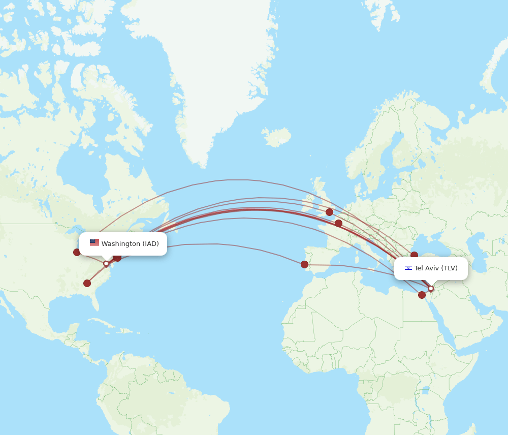 IAD-TLV flight routes