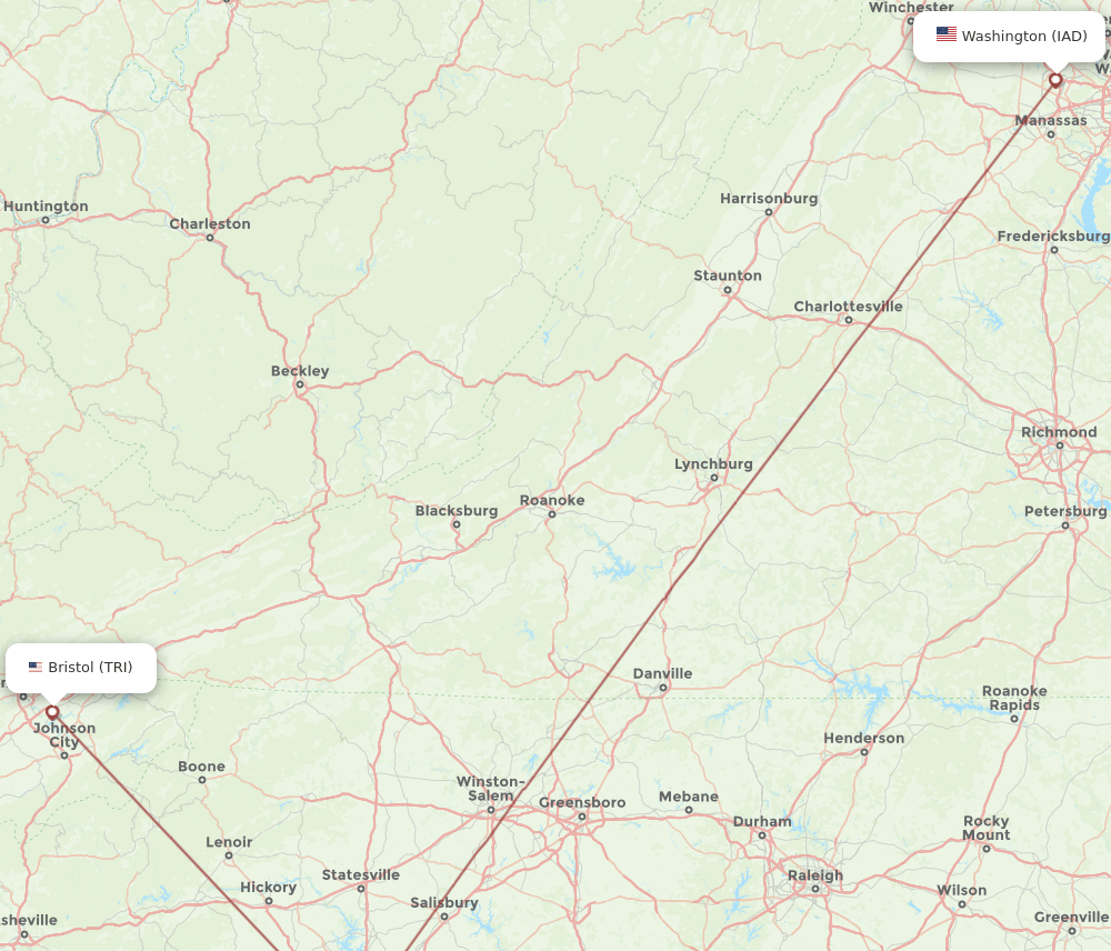 IAD-TRI flight routes
