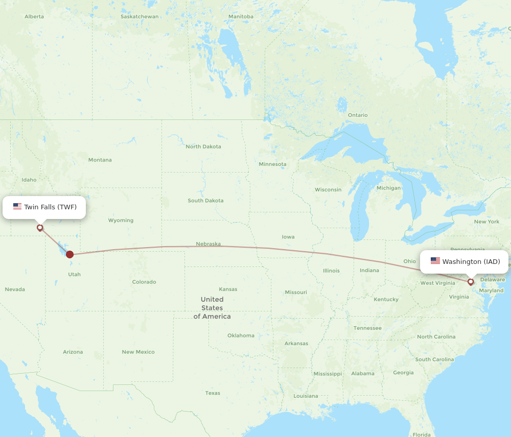 IAD-TWF flight routes