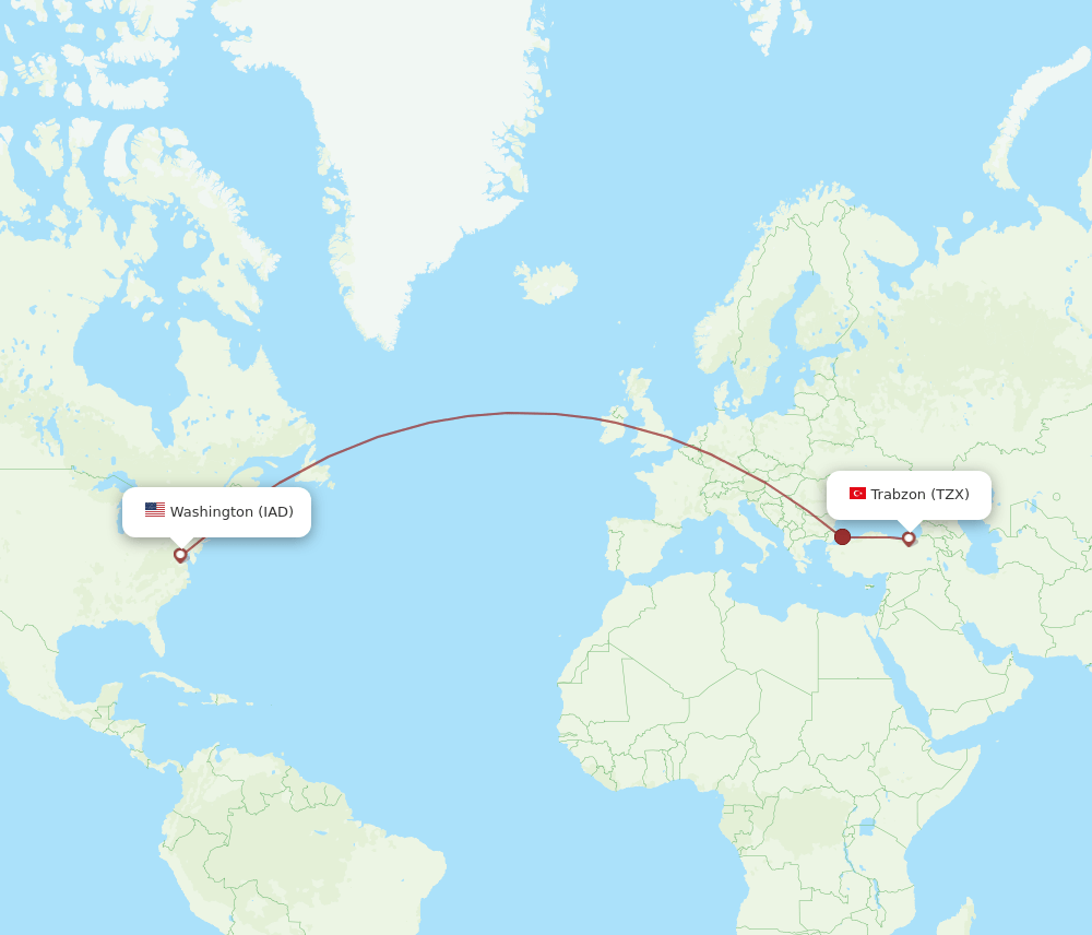 IAD-TZX flight routes