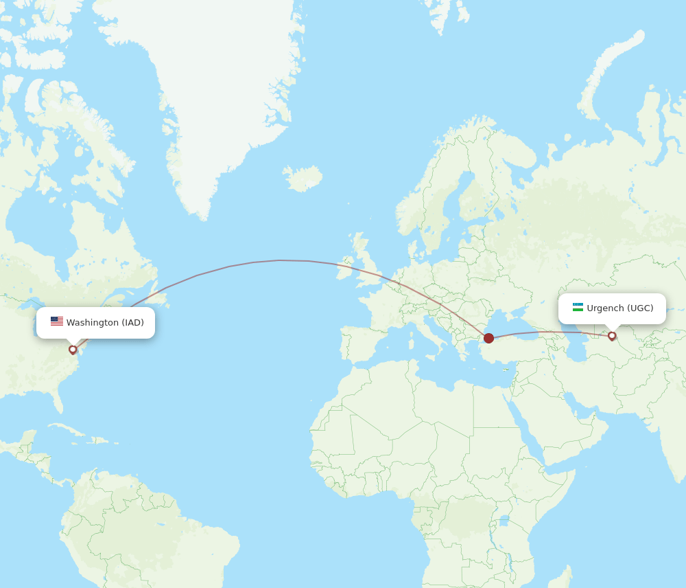 IAD to UGC flights and routes map