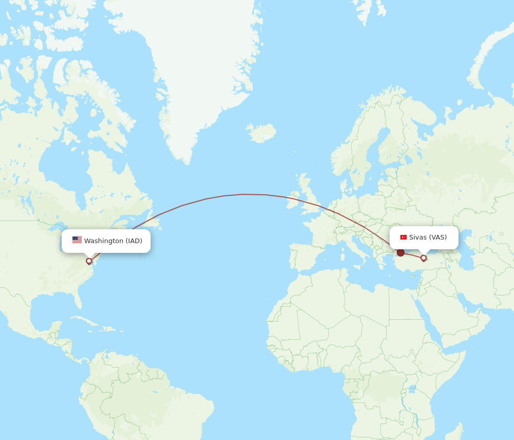 IAD-VAS flight routes