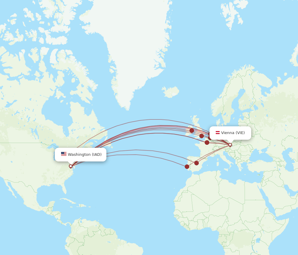 IAD-VIE flight routes