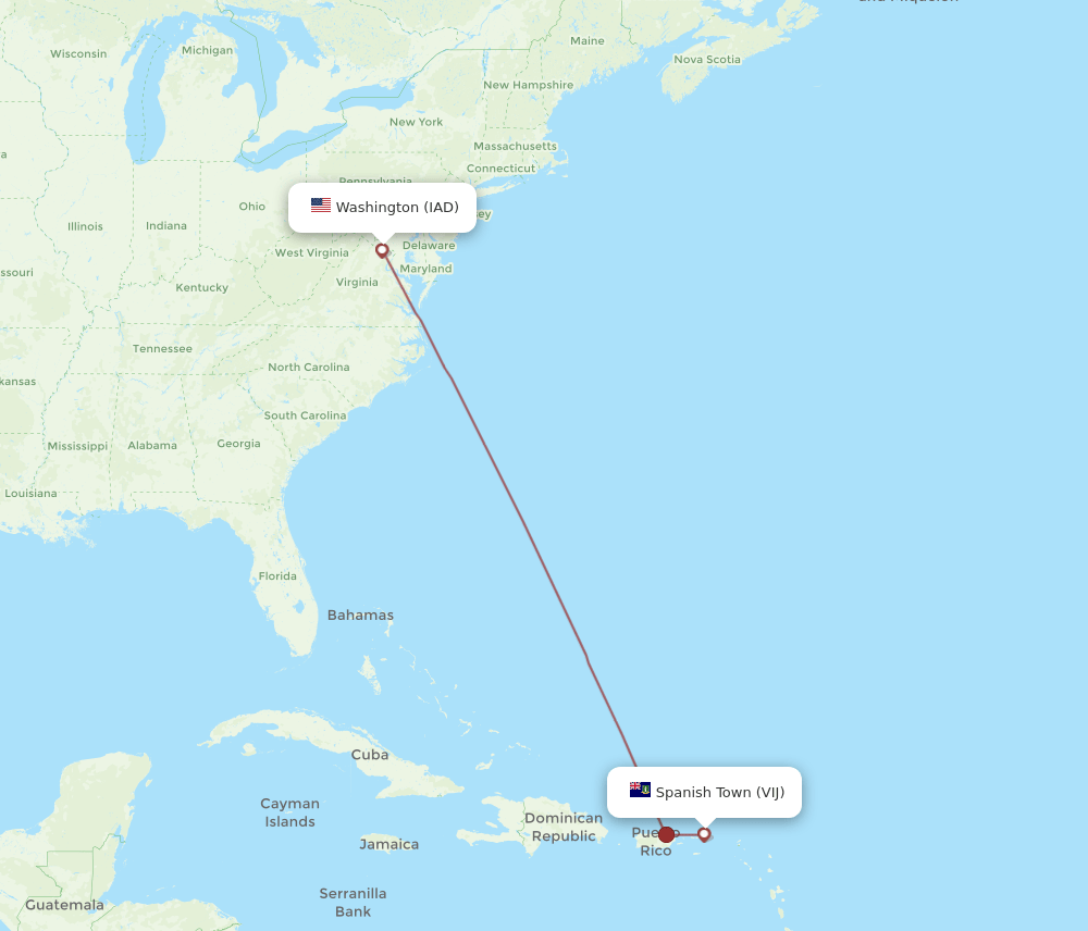 IAD-VIJ flight routes