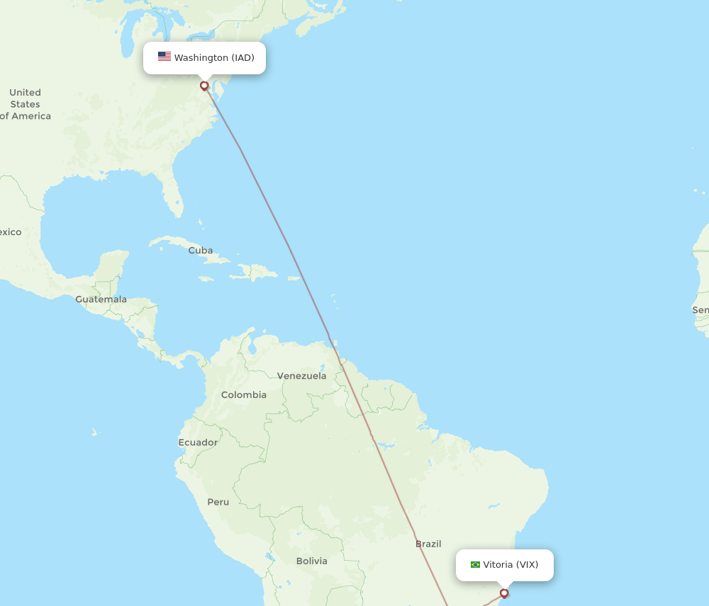 IAD to VIX flights and routes map