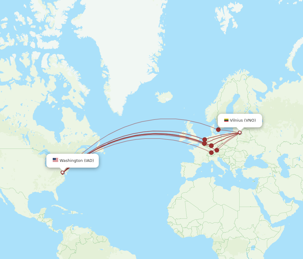 IAD-VNO flight routes
