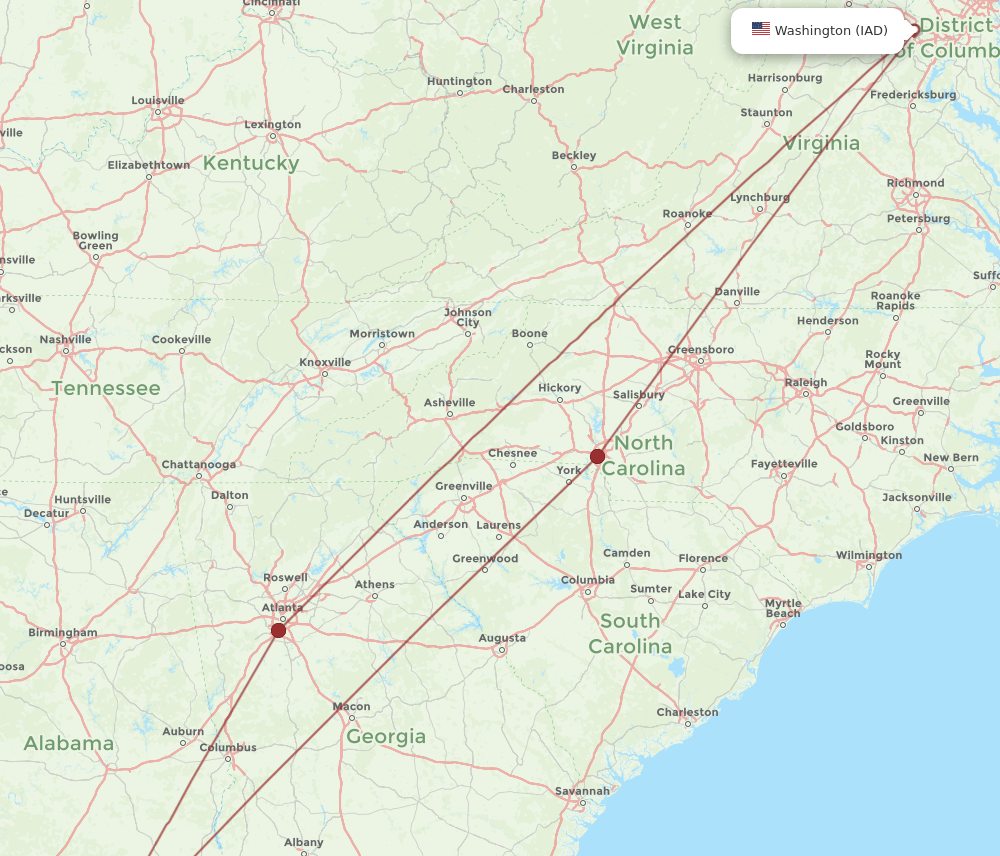 IAD-VPS flight routes