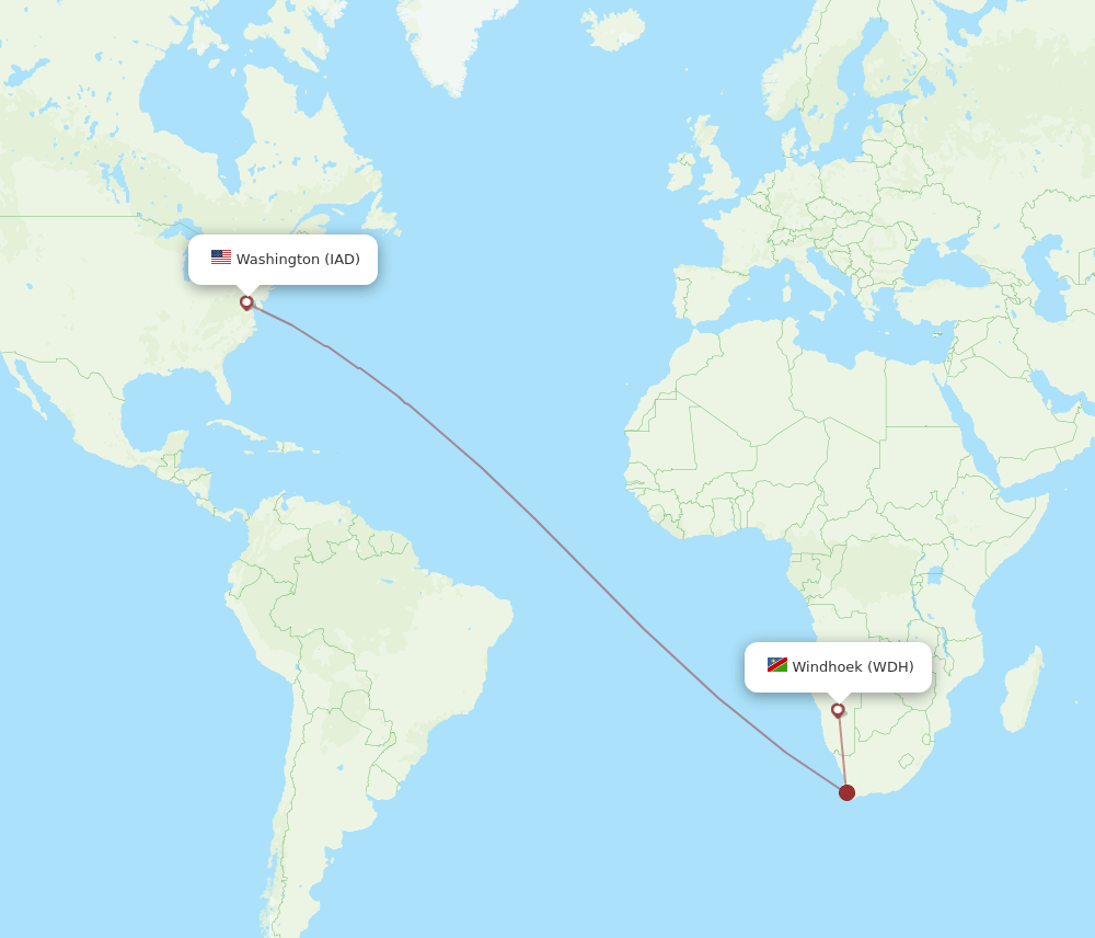 IAD-WDH flight routes