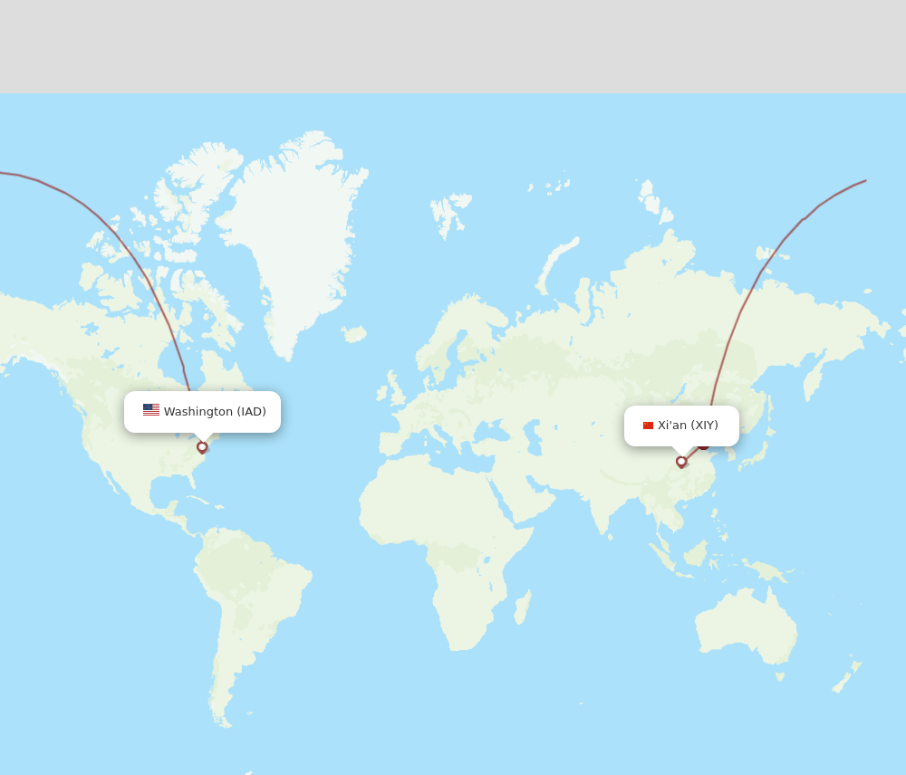 IAD-XIY flight routes