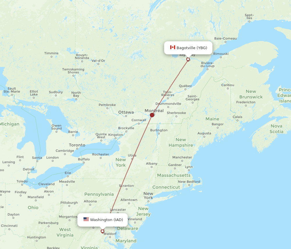 IAD-YBG flight routes