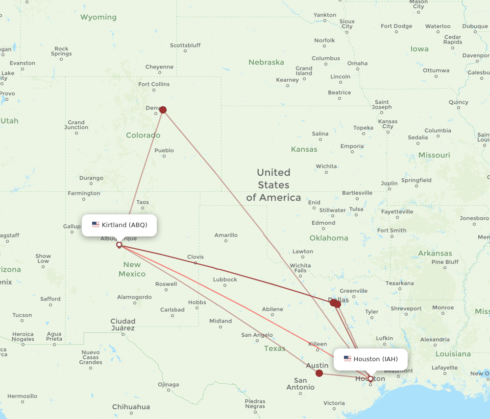 IAH-ABQ flight routes