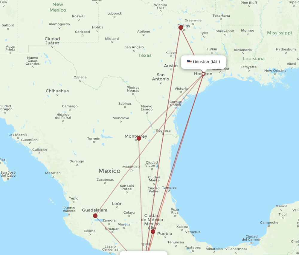 IAH to ACA flights and routes map