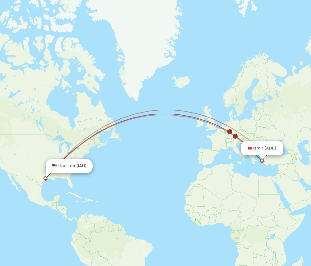 IAH-ADB flight routes