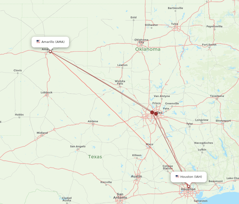 IAH-AMA flight routes