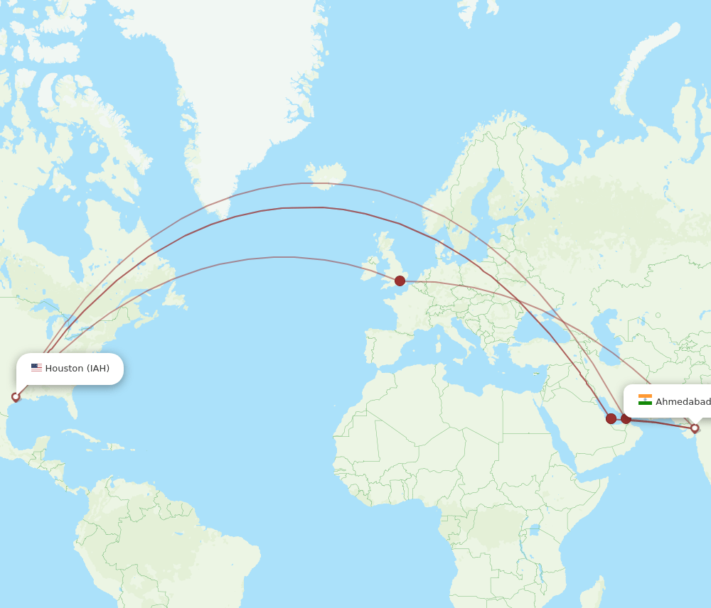 IAH-AMD flight routes