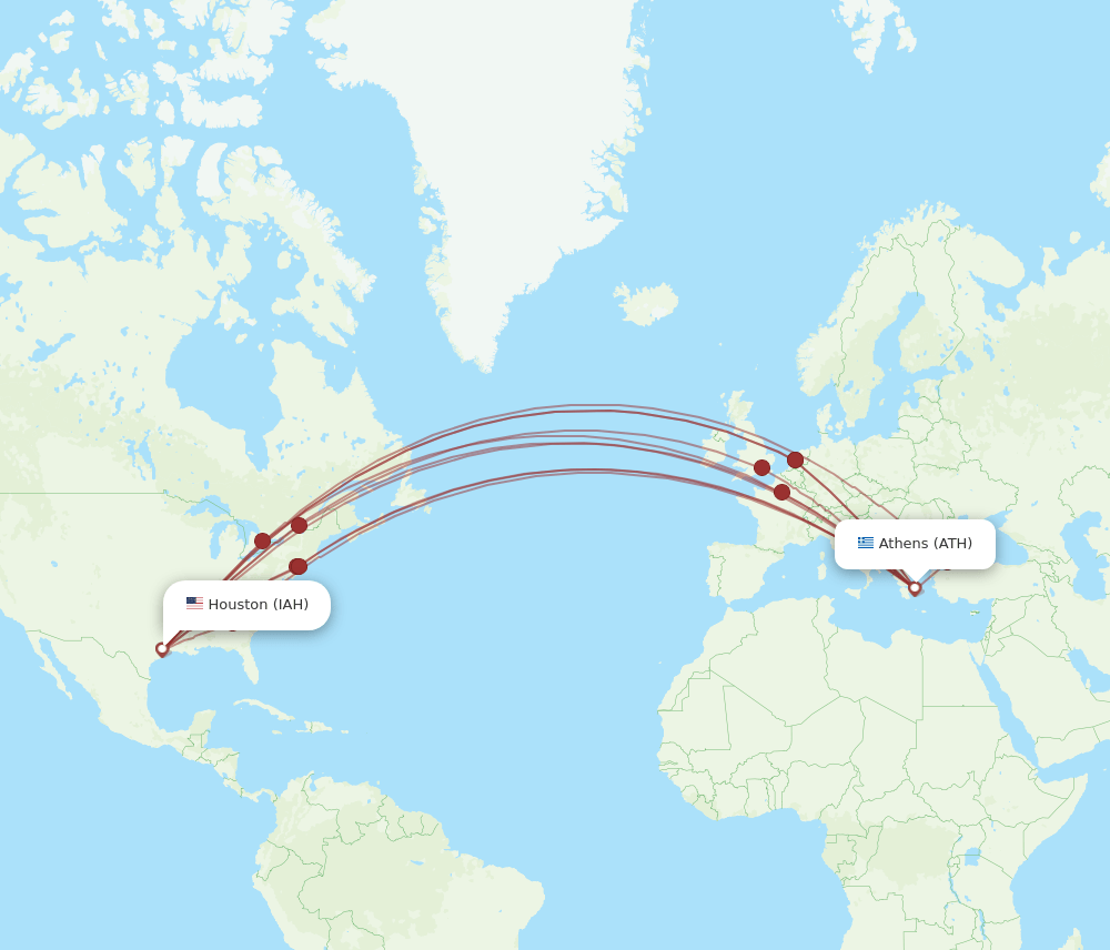 IAH-ATH flight routes
