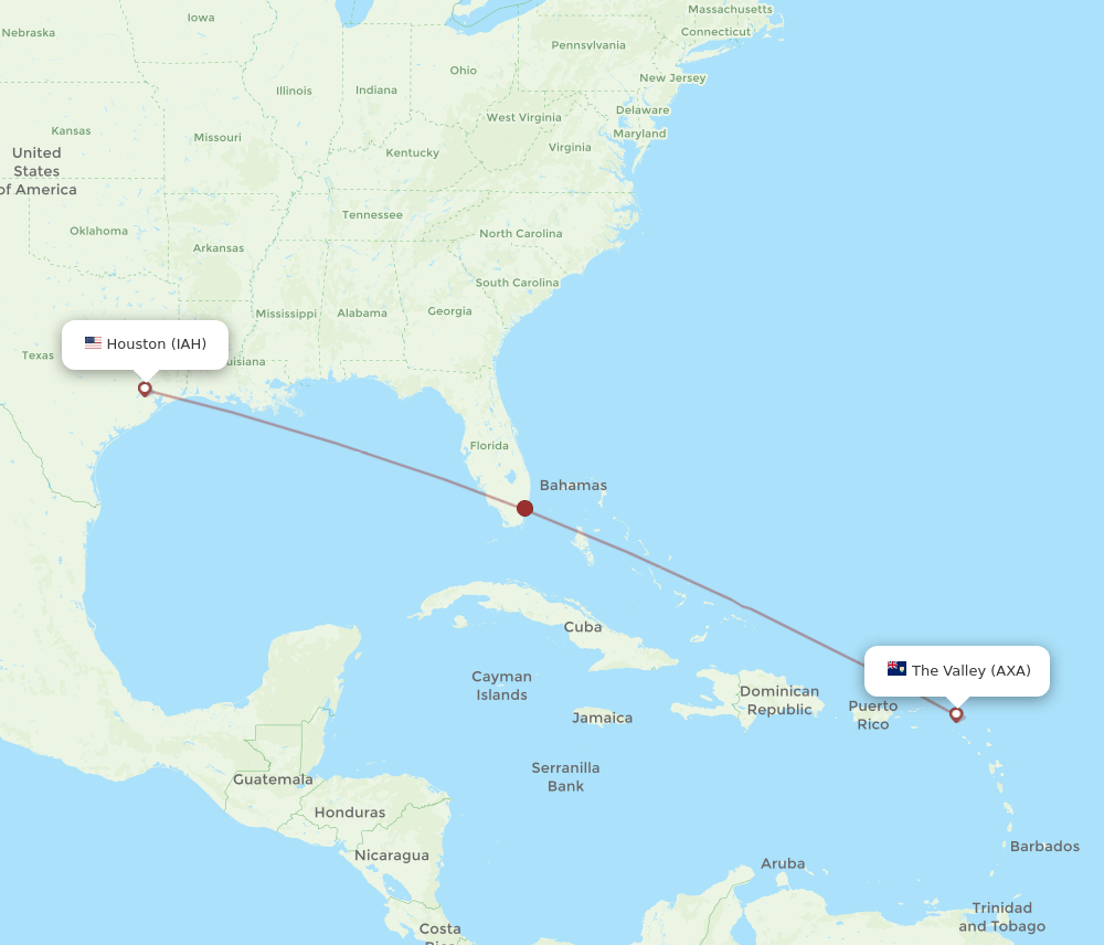 IAH-AXA flight routes