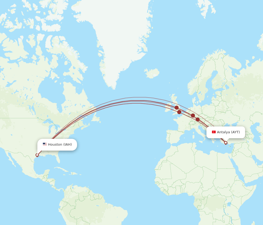 IAH-AYT flight routes