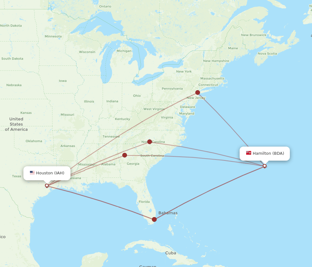 IAH-BDA flight routes