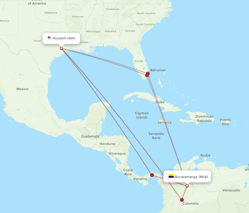 IAH-BGA flight routes