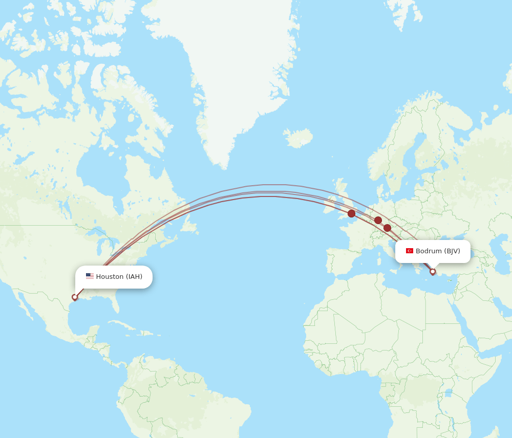 IAH-BJV flight routes