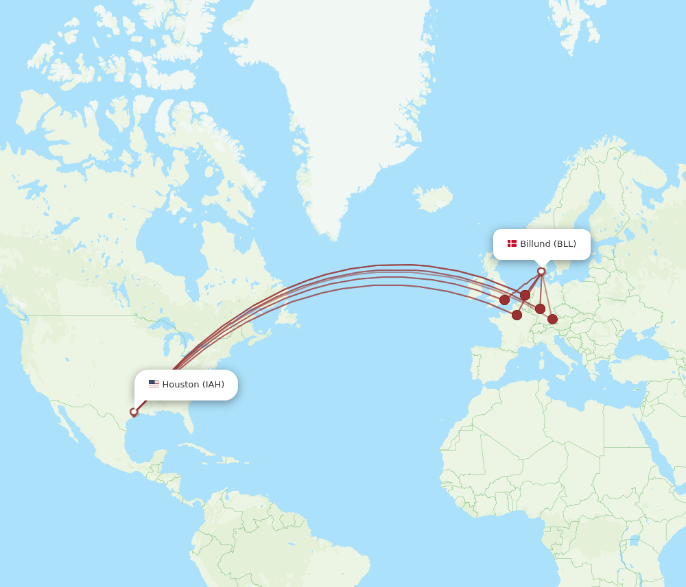 IAH-BLL flight routes