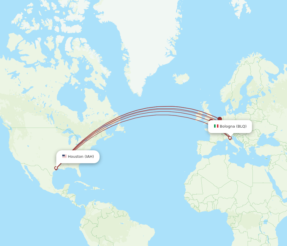 IAH to BLQ flights and routes map